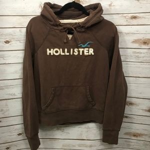 Brown Hollister Distressed Hoodie